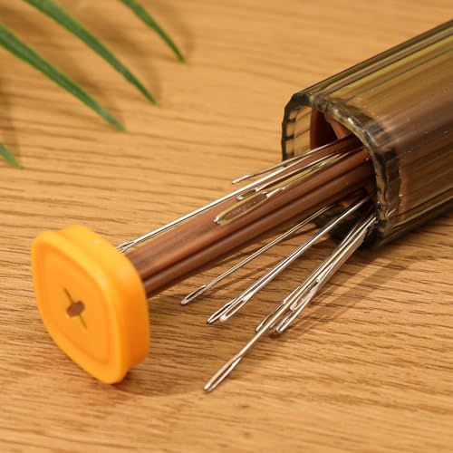 1 Set Pop-up Magnetic Sewing Needle Storage Boxes Portable Embroidery Needle Case DIY Handicrafts Sewing Tool Accessories (Yellow) - color: Yellow