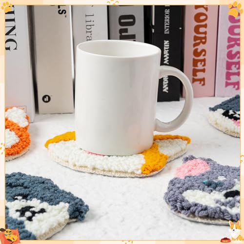 WATINC Punch Needle Coaster Kit - 6 Pattern DIY Craft for Beginners, Puppy