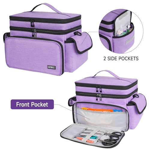 LEFOR·Z Large Sewing Supplies Organizer Bag(13 x 8 x 9 in),Sewing Basket - color: Purple