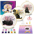 Huacan Embroidery Kit for Adults Beginners with 3 Hoops & Gift Box - color: Cherry Blossom Animals