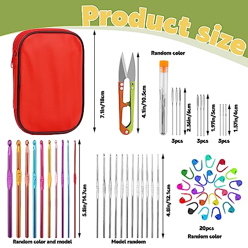 IMZAY Crochet Hooks Set, 54Pack Crochet Needles Set Ergonomic Crochet Hooks - color: Red, size: 54 Pcs