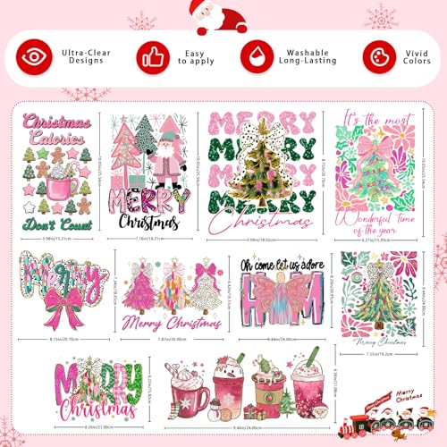 Pink Christmas Iron on Transfers Heat Transfer Viny 20pcs - color: 3d puff fall