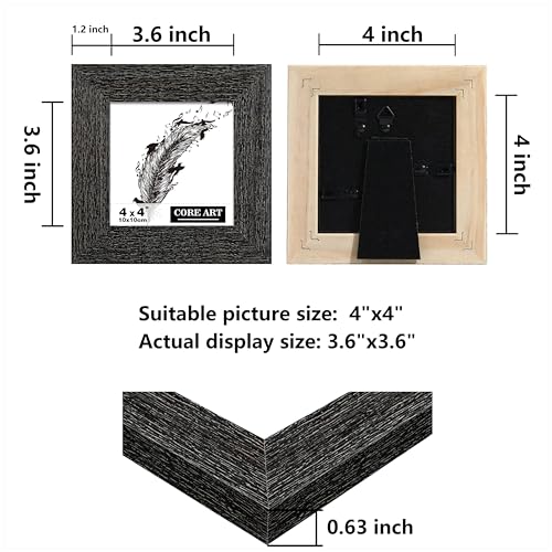 CORE ART 4x4 Picture Frame, Solid Wood Rustic Black, 2 Pack - color: Black, size: 4x4 - 2 pack