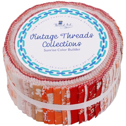 Threadart Sunrise Prints Jelly Roll - 40 Precut 2.5" Cotton Strips - color: Sunrise Prints