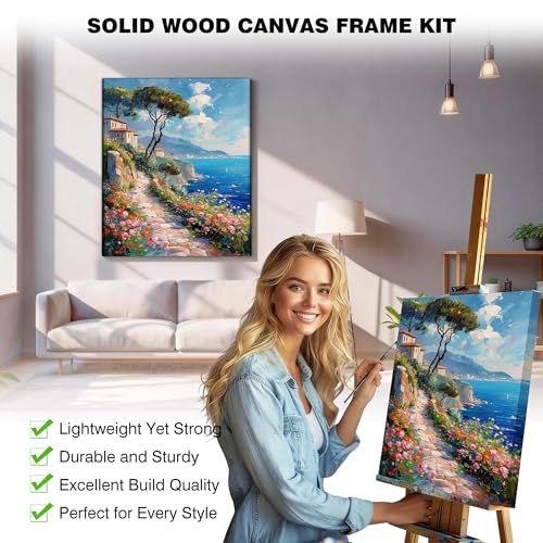 12x24 Inch Canvas Stretcher Bars - Made in USA Solid Wood Frame Kit - 1.25" Thick Gallery Wrap, Easy Adhesive DIY Assembly for Oil Paintings & Prints - size: 12x24