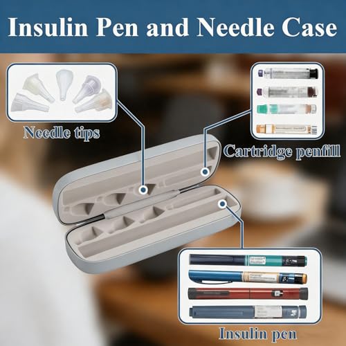 Insulin Pen Case, Portable Travel Cooler for Diabetic Supplies - color: Gray