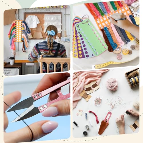 Embroidery Floss Organizer,10 Pcs Cross Stitch Supplies and 2 Pcs Thread Snippers for Sewing with Leather Scissors Sheath Cover,Needlepoint Thread Organizer and Thread Scissors Combined