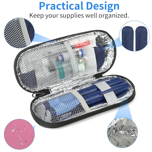 Insulin Pen Cooler Travel Case with 2 Reusable TSA Approved Ice Packs, Diabetic Medication Insulated Cooler Bag for Insulin Pens and Other Diabetic Supplies Storage Pink - color: Pink