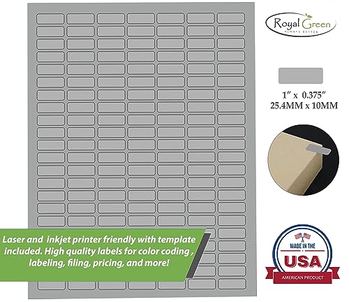 Royal Green Printable Rectangle Labels, 1 x 0.375 Inch - 1078 Pack - color: Gray, size: 1078