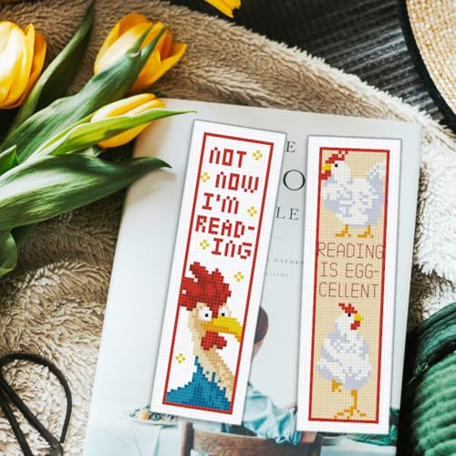 ORIGACH 6 Set Chicks & Words Cross Stitch Bookmark Kit for Beginner - style: Chicks