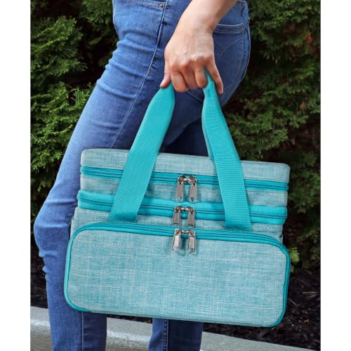 SINGER Portable Sewing Storage Organizer Bag, 18 Compartments, Carry-All - color: Teal