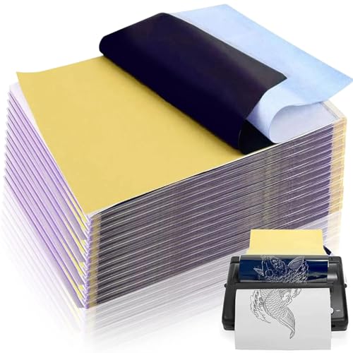 Tattoo Transfer Paper, Lyuxzad 50 Sheets Stencil Transfer Paper for Tattooing, A4 Size for Tattoo Transfer Kit Tattoo Supplies