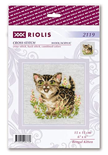RIOLIS 2119 Bengal Kitten Counted Cross Stitch Kit 6 x 6 in - style: Bengal Kitten 2119