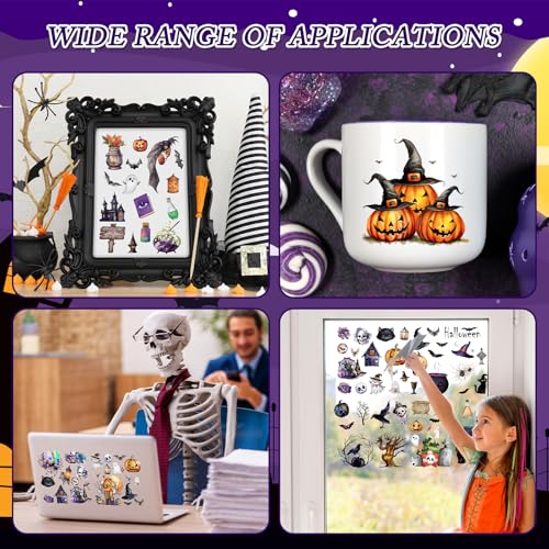 Halloween Rub on Transfers for Crafts and Furniture - Wxiben 12 Sheets Ghost Pumpkin Rub on Transfers for Furniture Halloween Skull Rub on Transfer Stickers Decals for Wood DIY Craft Office Home Decor - style: Halloween