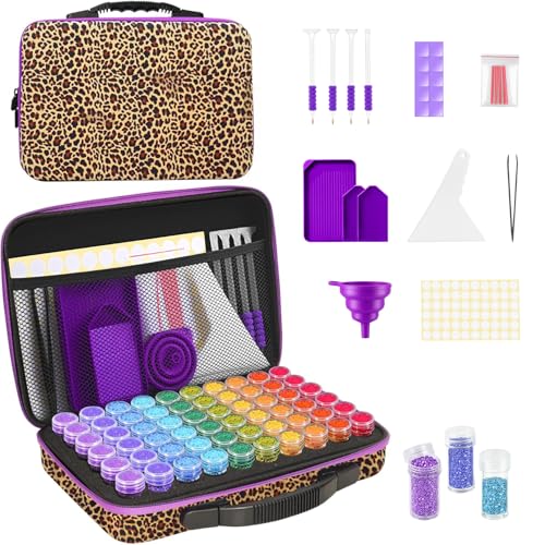 ZORETCO Diamond Painting Storage, 60 Containers Diamond Art Kits for Adults - color: Leopard Print, size: 60 Jars