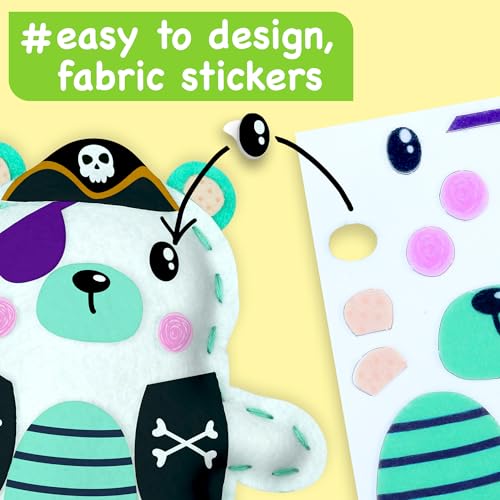 EZCRA Bear Sewing Kit for Kids Ages 4-8 - 4 Beginner Felt Projects - color: Bear 4-in-1