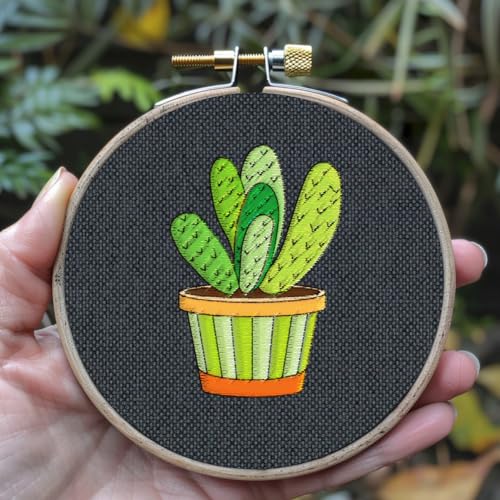 BENECREAT 4Sheets 48Pcs Potted Plants Water Soluble Embroidery, 11.7x8.3inch Cactus Succulents Stick and Stitch Embroidery Paper Stabilizer Water Soluble Hand Sewing for Shirts, Coats, Bags - color: Potted Plants