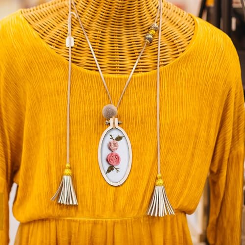 50Pcs Vertical Ovals Mini Embroidery Hoops,1.18 x 2.36 Inch Wood Frame Sewing Ornament Frame Tiny Crossing Stitch Hoop Ring for DIY Embroidery Necklace Pendant Keychain (50Pcs 1.18 x 2.36 Inch) - size: 50Pcs Vertical Oval 1.18 x 2.36 inch