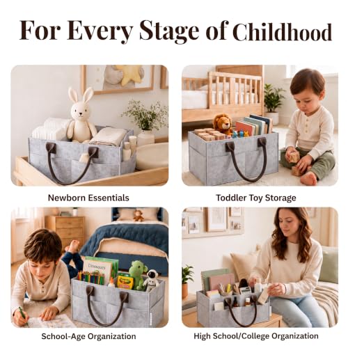 Felt Diaper Caddy Organizer, Nursery & Car Organizer - color: Grey