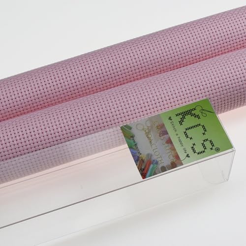 KCS 2 pc of 15" x 18"(38cmx45cm) Counted Cross Stitch Cotton Aida Cloth Needlework Fabric Box (Pink, 11CT) - color: Pink, size: 11CT