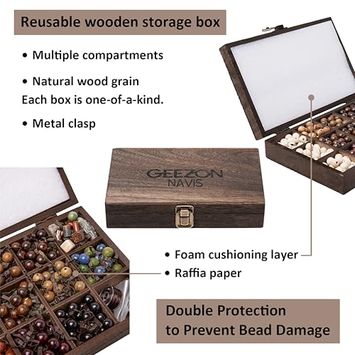 Geezon Navis DIY Bracelet Making Kit Natural Wooden Stone Beads Gift Craft