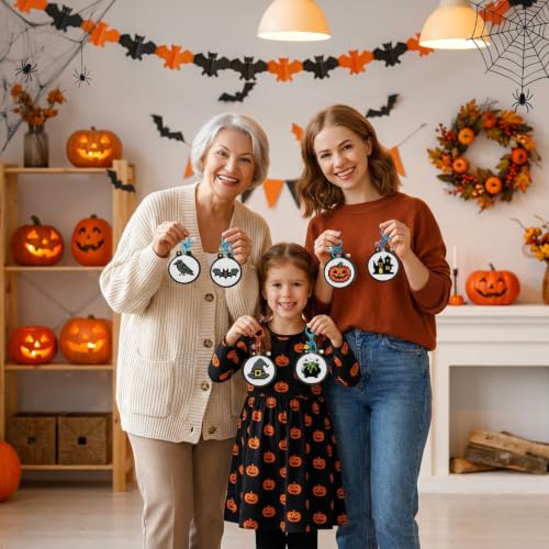 7 Pack Halloween Stamped Cross Stitch Kits for Adults Beginners with Frame - color: Halloween Cross Stitch Kits