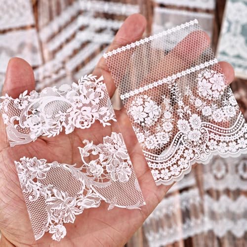 Lace Stickers for Scrapbooking, 30 Sheets Scrapbook Stickers Book for Wedding Invitations, Bridal Scrapbook Supplies, Transparent PET Stickers for Junk Journaling, Delicate Silk Lace Themed - color: Delicate Lace