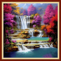 Foxdiviy Stamped Cross Stitch Kits Full Range of Embroidery Needlework Starter Kits for Beginners Adults 11CT Embroidery Patterns Art Crafts DIY Needlepoint Kits-Waterfall Scenery 18x18 inch - color: Stamped Set 17