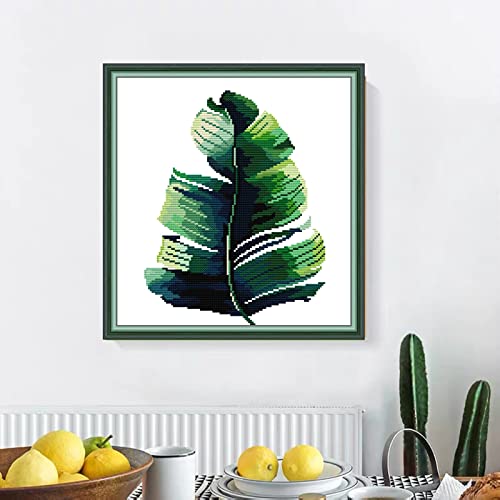 Svarog Stamped Cross Stitch Kits Beginners Full Range of Embroidery Patterns Starter Kits for Adult or Kids DIY Cross Stitches Needlepoint Kits 14CT-Green Plant（1） 12.2x12.6 inch - color: Green plant（1） 12.2x12.6 inch