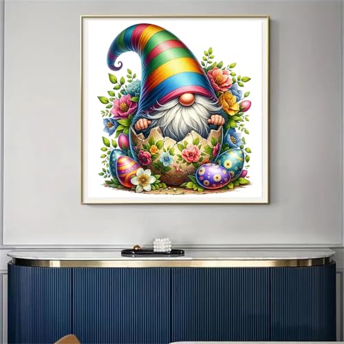 Easter Gnome Stamped Cross Stitch Kits for Adults Beginner, Counted Cross Stitch Kits Printed Stitching Cute Patterns Dimensions Needlepoint Art Crafts Embroidery Kits for Adults - color: Cross Stitch-1215-4