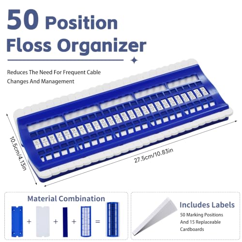 50 Position Embroidery Floss Organizer Thread Organizers with 15P Card - color: Blue