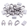 Swpeet 24Pcs M8 (5/16") Wire Rope Accessory Set, Included M8 Wire Rope Cable Clip Clamp, M8 Stainless Steel Thimble, 4mm Aluminum Crimping Loop Sleeve Perfect for 1/8 inch Wire Rope Cable (M8) - size: M8