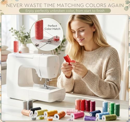 ilauke 72pcs Sewing Thread Bobbins Kit, 36 Color 500 Yard Thread for Sewing - color: 36colors,500yd