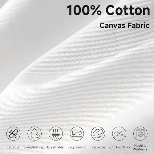 Simple&Opulence 100% Cotton Canvas Fabric 10oz. 59 Inch by the Yard, Nature Duck Fabric Textile Medium Weight for Painting, Sewing, Crafts, Embroidery, Bag, Handmade Home Decor(2 Yards, White) - color: White, size: 2 Yards