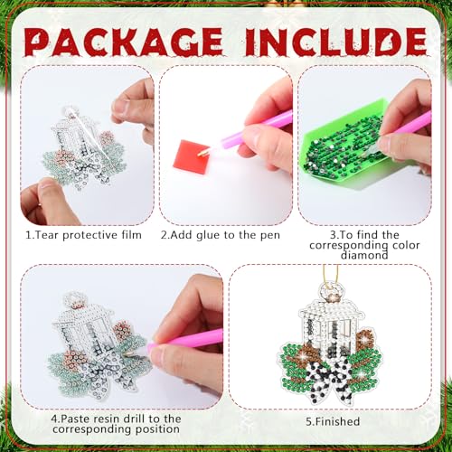Realspring 20 Pcs Christmas Diamond Art Ornament 5d Winter Diamond Painting - style: Gnome