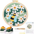 KESTAR Punch Needle Embroidery Starter Kits, Bee and Daisy Flower Punch Needle Kits for Adults Beginner, Needle Punch Kit Tool with Instruction Threader Fabric Yarns and Hoop - color: Yellow Bee