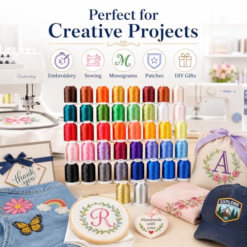 Simthread 42 Colors 550Yds 40WT Polyester Embroidery Thread Set - color: 42 Colors