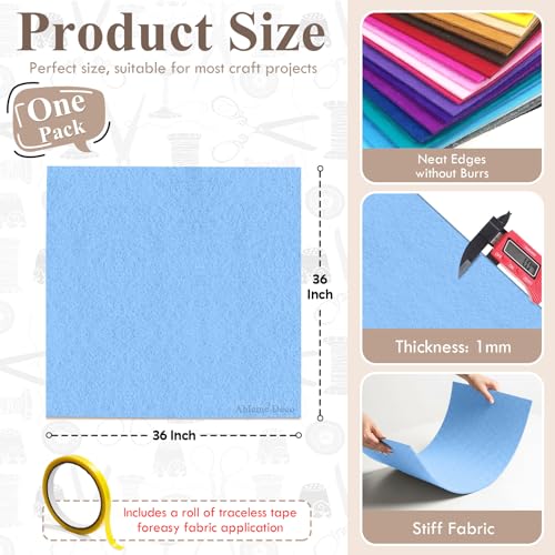 Baby Blue Felt Fabric 36" x 36", 1 Square Yard Stiff Acrylic Felt Sheet - color: Baby Blue, size: 36" X 36" (1 Yard)