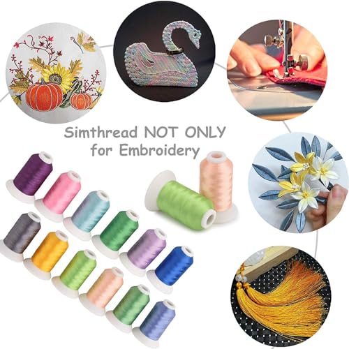 Simthread 63 Colors Compatible with Brother Polyester Embroidery Machine Thread + 20 Thread Holder Kit - color: 63 Colors+20 Holder
