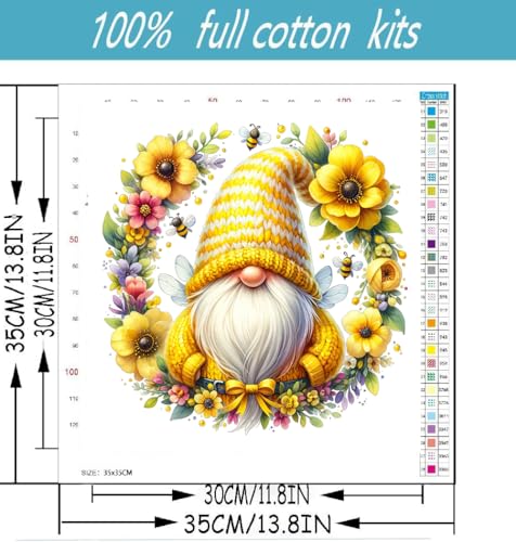 Gnome Flowers Stamped Cross Stitch Kits - Counted Cross Stitch Kits for Beginners Adults Needlepoint Cross-Stitch Patterns Dimensions Needlecrafts Embroidery Kits Arts and - color: Cross Stitch-0331-5