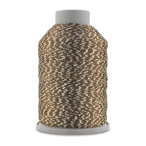 YarnArt Camellia Metallic Shimmer Fine Yarn – Polyester & Metallic Thread for Crochet, Embroidery & Jewelry Making – 20g & 50g Skeins, 192m (Brown Gold, 50g Skein) - color: Brown Gold, size: 50g Skein