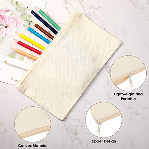 Shappy 40 Pieces Canvas Pouch Zipper Pen Makeup Cosmetic Bag, White - color: White