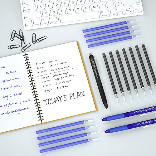 Vanstek 12 Pack 6 Blue 6 Black Erasable Gel Pen Refills, Gel Ink Refills Compatible with Erasable Pens, Fine Point 0.7 mm, Perfect for Writing Planner & Crossword Puzzles - color: 6 Black 6 Blue Refills