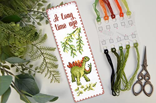 Povitrulya Dinosaur Counted Cross Stitch Kit Stegosaurus - DIY Bookmark Set for Hand Embroidery - color: Stegosaurus