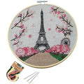 Embroidery Starter Kit Eiffel Tower Paris Pattern Full Range DIY Beginner - color: White-Gray