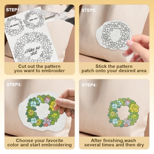 18Pcs Floral Wreath Flower Water Soluble Hand Sewing Stabilizers - style: Floral Wreath
