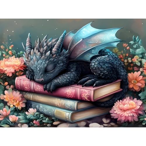 Dragon Stamped Cross Stitch Kits for Beginners Adults, Flower Book Dimensions Needlepoint Art Crafts,Counted Cross Stitch Kits Embroidery Kits for Beginners Adults for Home Decor 15.7X11.8inch - color: Cross Stitch-1011-5