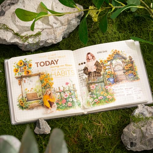 90Pcs Manor Fence PET Stickers, Vintage Garden and Floral Stickers for Scrapbooking, Journaling, DIY Crafts, with Organizer for Easy Storage - color: Mansion Fence