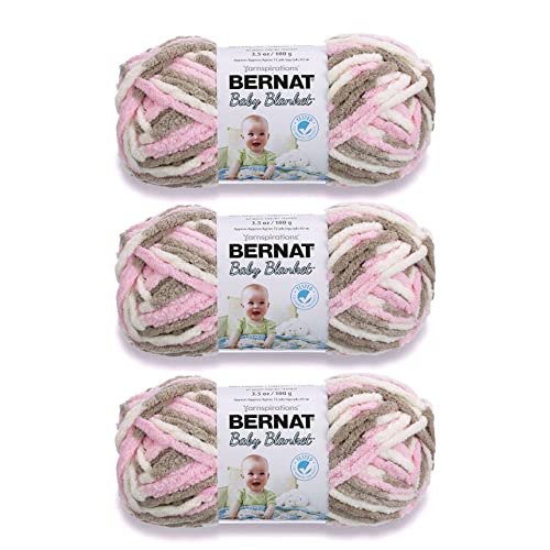 Bernat Baby Blanket Yarn for Crocheting Soft, Little Petunias, 3-Pack - color: Little Petunias, size: 3 Pack, style: Baby Blanket