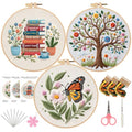 Herdiese Embroidery Kit for Beginners & Adults, 3 Sets with Instructions - color: Flower-F (3 Pack)